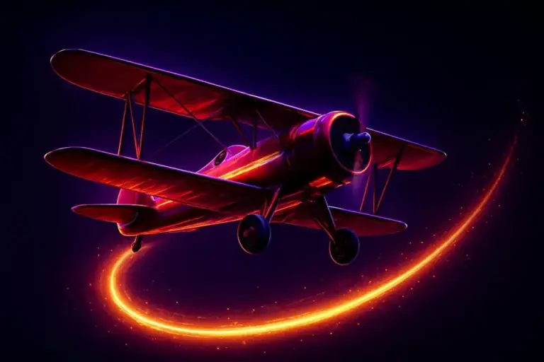 Crash game plane climbing, sparks of light along its trail