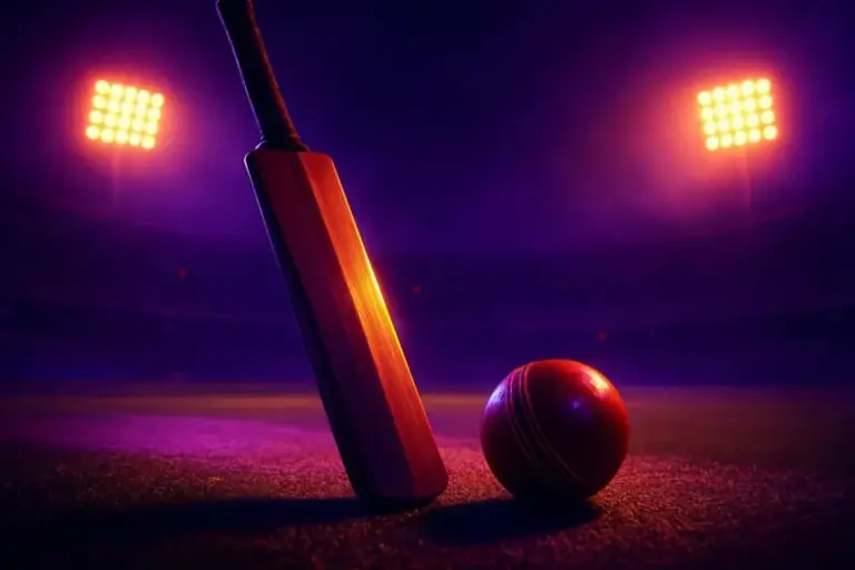 Night cricket under bright stadium lights
